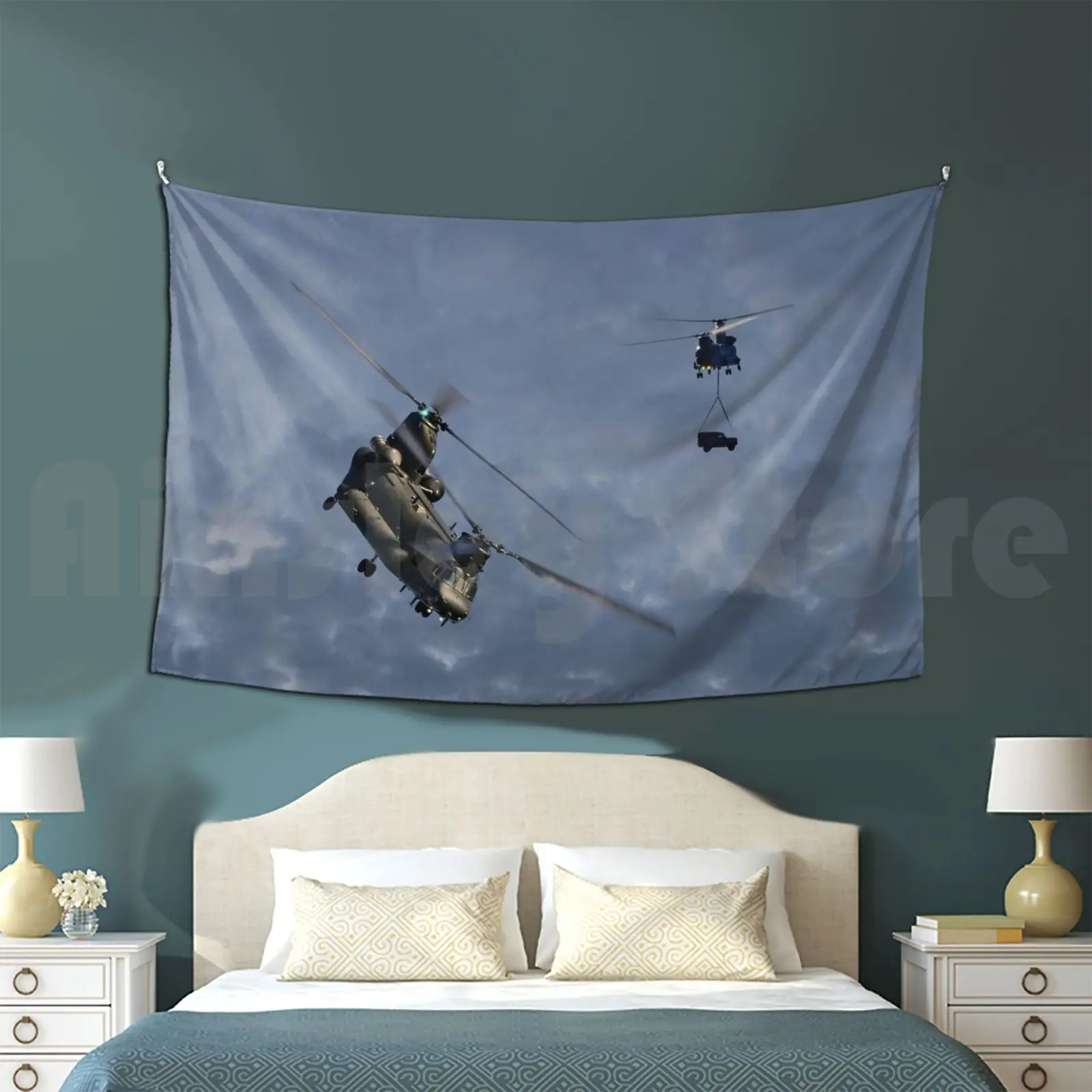 Chinooks-Evening Lift Tapestry Living Room Bedroom Chinook Raf Chinook Chinook Hc2 Wokka Wokka Woka Woka Boeing Ch47 Twin