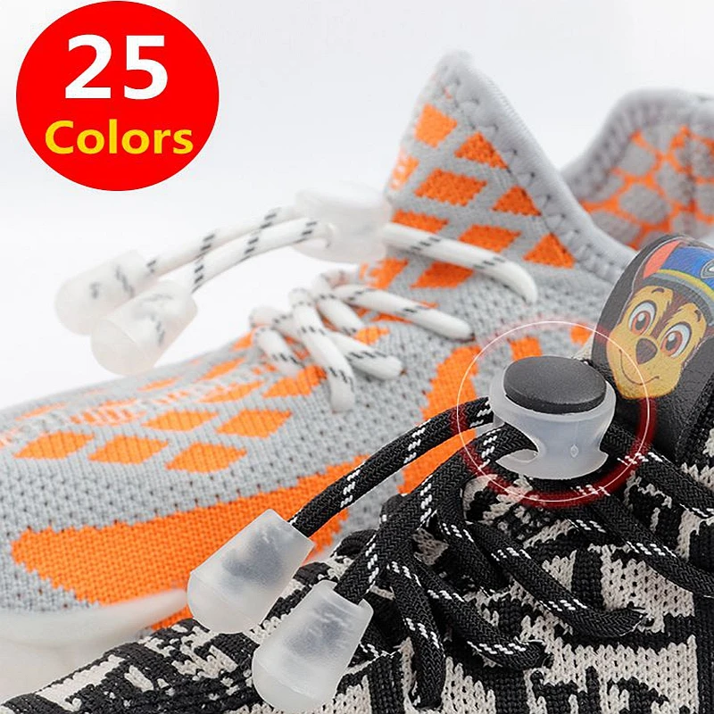 New Elastic laces Sneakers Round Lock Shoelaces without ties Kids Adult Quick Shoe laces Rubber Bands lazy Shoeace for Shoes