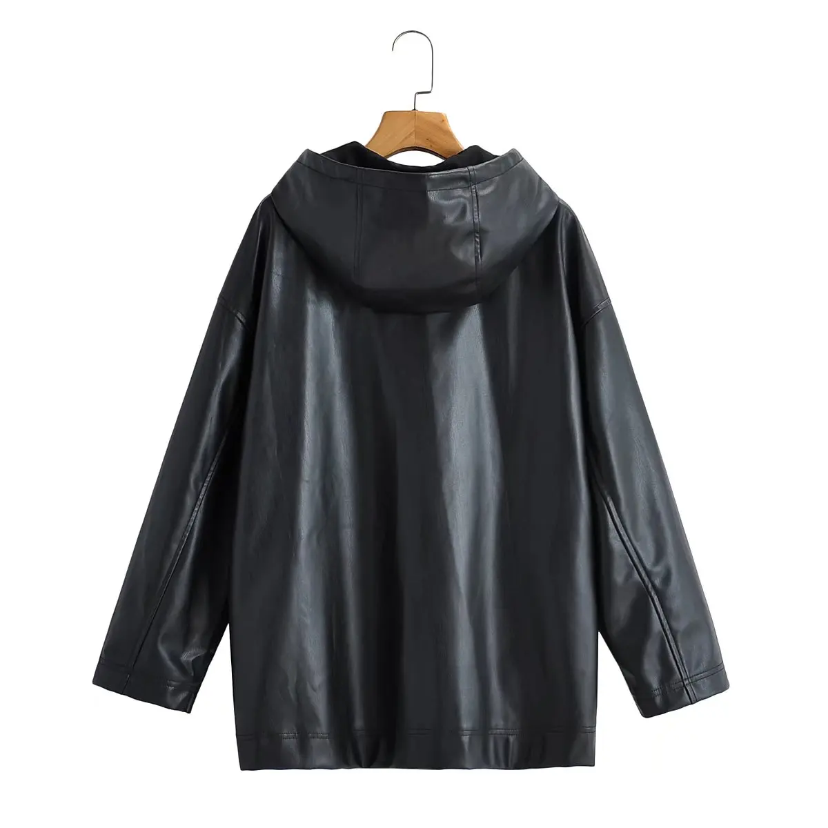2022 Winter Jassen Vrouwen Dikke Faux Leren Jas Vrouwen Jas Vrouwelijke Losse Leren Jas Aviator Jacket Casaco Feminino Zwart