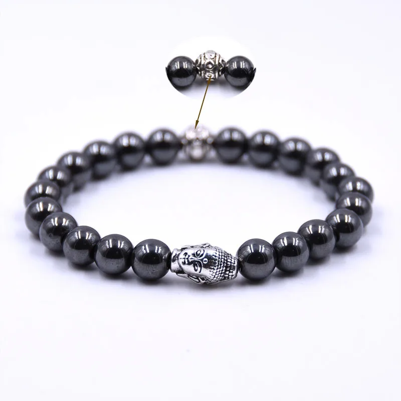 Magnetic Hematite Stone Therapy Bracelet Hematite Health Care Magnet Beaded Bracelet Men Jewelry