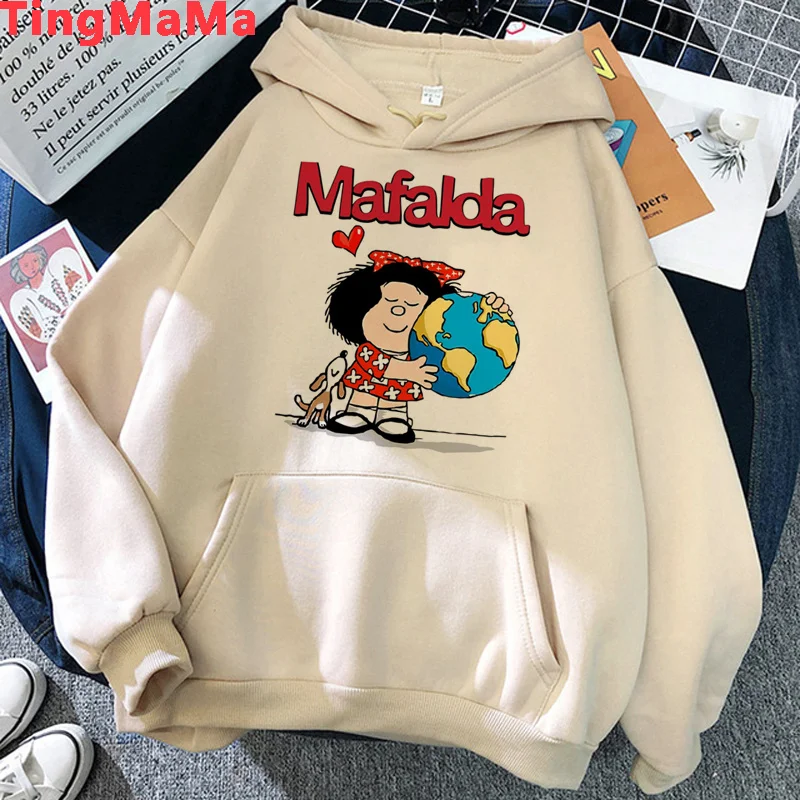 Sudadera con capucha de Mafalda para hombre, ropa deportiva masculina con estampado de hip hop, harajuku, estética y2k, 2021