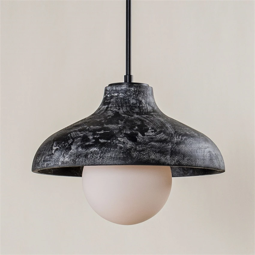 American retro wood art single pendant lights living room loft dining room light bedroom pendant lamp bedside decorated lighting