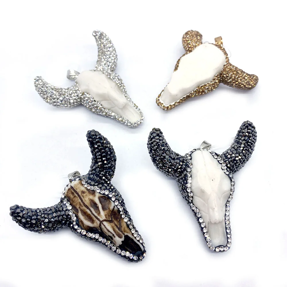 Wholesale Multicolor Bull Head Shape Pendant Acrylic Used In Jewelry Making DIY Handmade Accessories Beaded Decoration Fashion