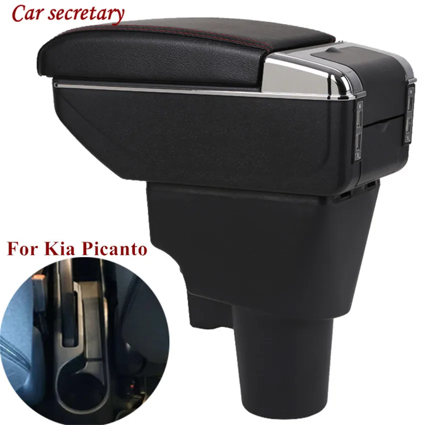 

For Kia Picanto Armrest Box Picanto Universal Car Central Armrest Storage Box Modification Accessories Ashtray Water Cup Holder