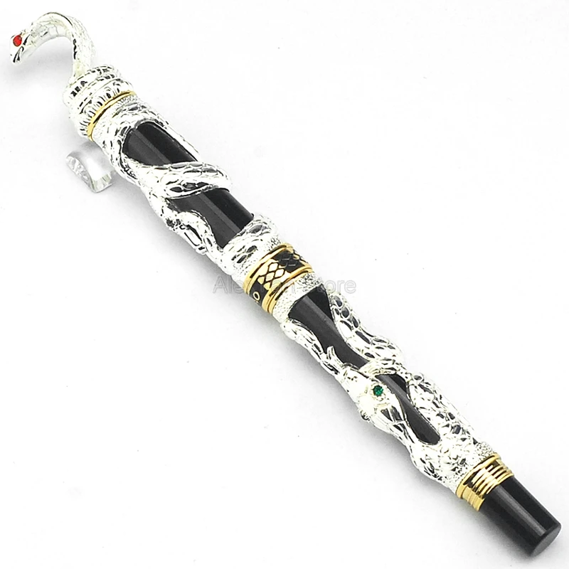 Jinhao Unique Snake Rollerball Pen Silver Cobra 3D Pattern Texture Relief Sculpture Technology Great Stationery Writing Gift Pen