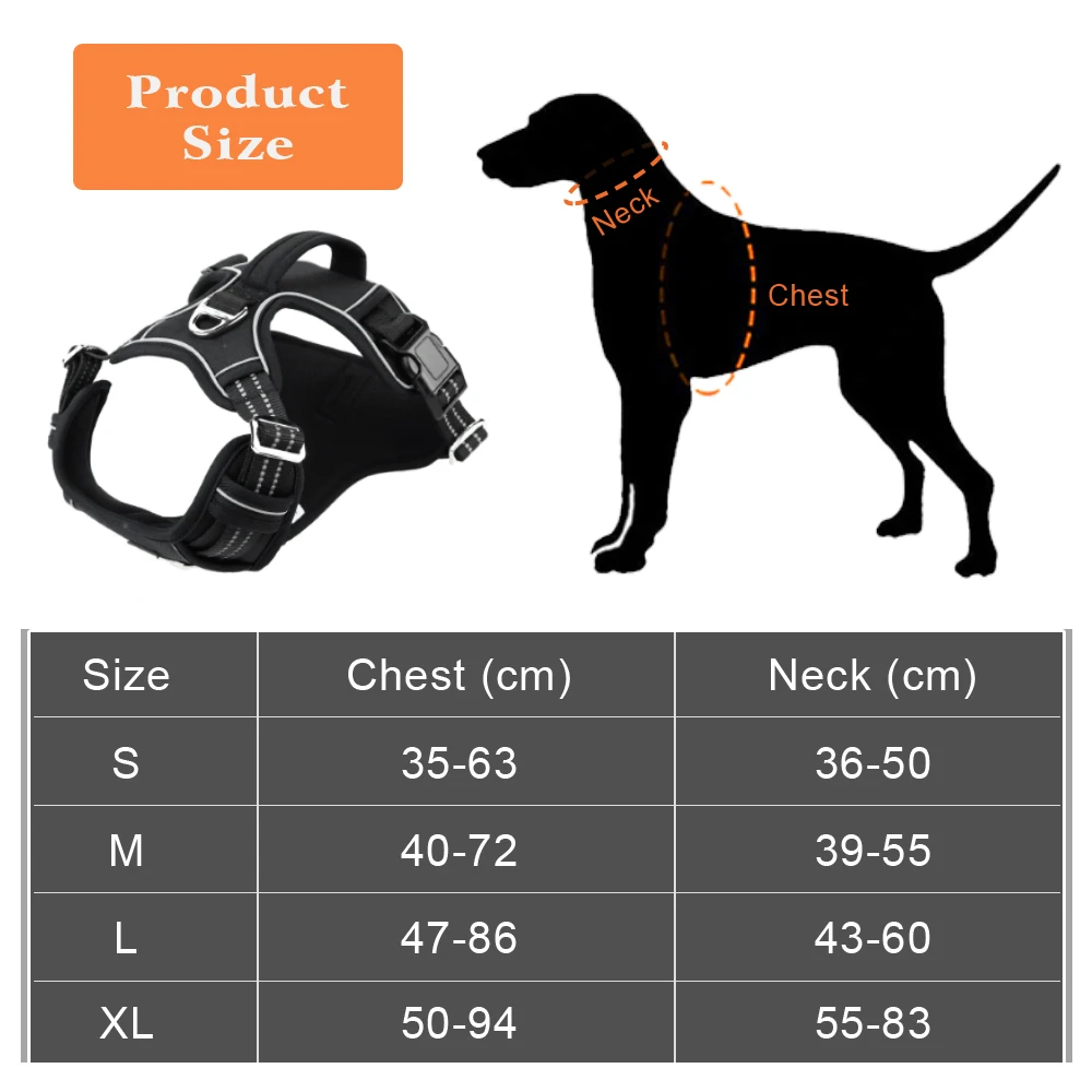 Reflective Dog Oxford Cloth Vest Pet Dog Harness Service With Vertical Handle Adjustable Dog Walking Training Pet Harnesses