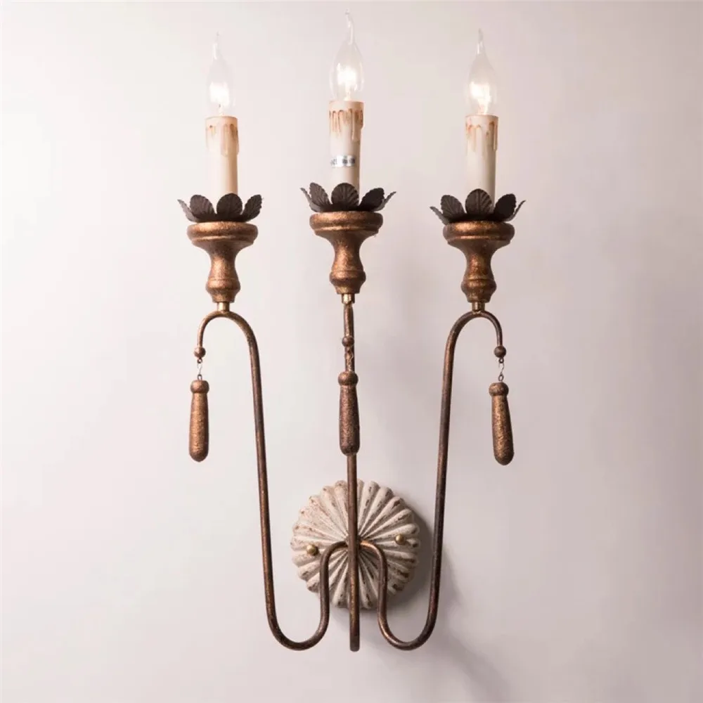 

American Retro Candle Wall Lamp Wood Retro art Wall Sconces dining room living room bedroom aisle corridor Decorative Lamps