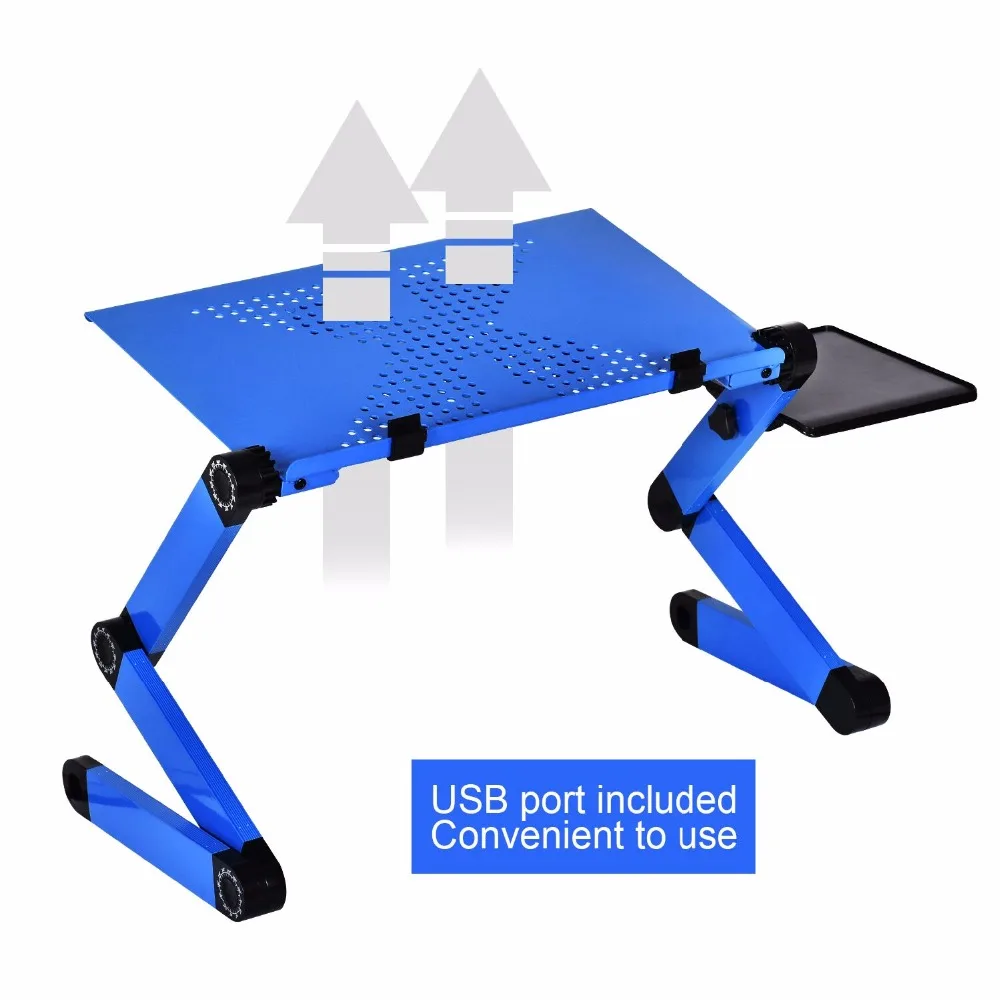 Paduan Aluminium Meja Laptop Adjustable Portable Lipat Meja Komputer Siswa Asrama Meja Laptop Stand Komputer Bed Tray