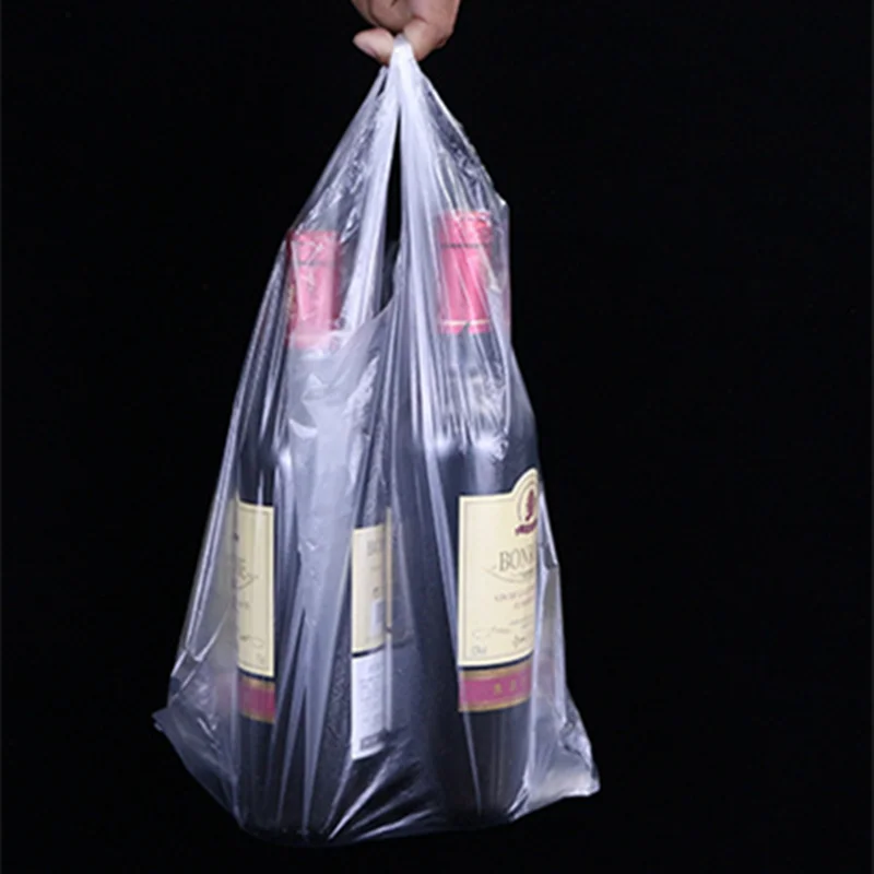 100Pcs Supermarket Plastic Bags With Handle Useful Plastic Storage Transparent Shopping Bag Roll Food Packaging Keep Fresh Tools