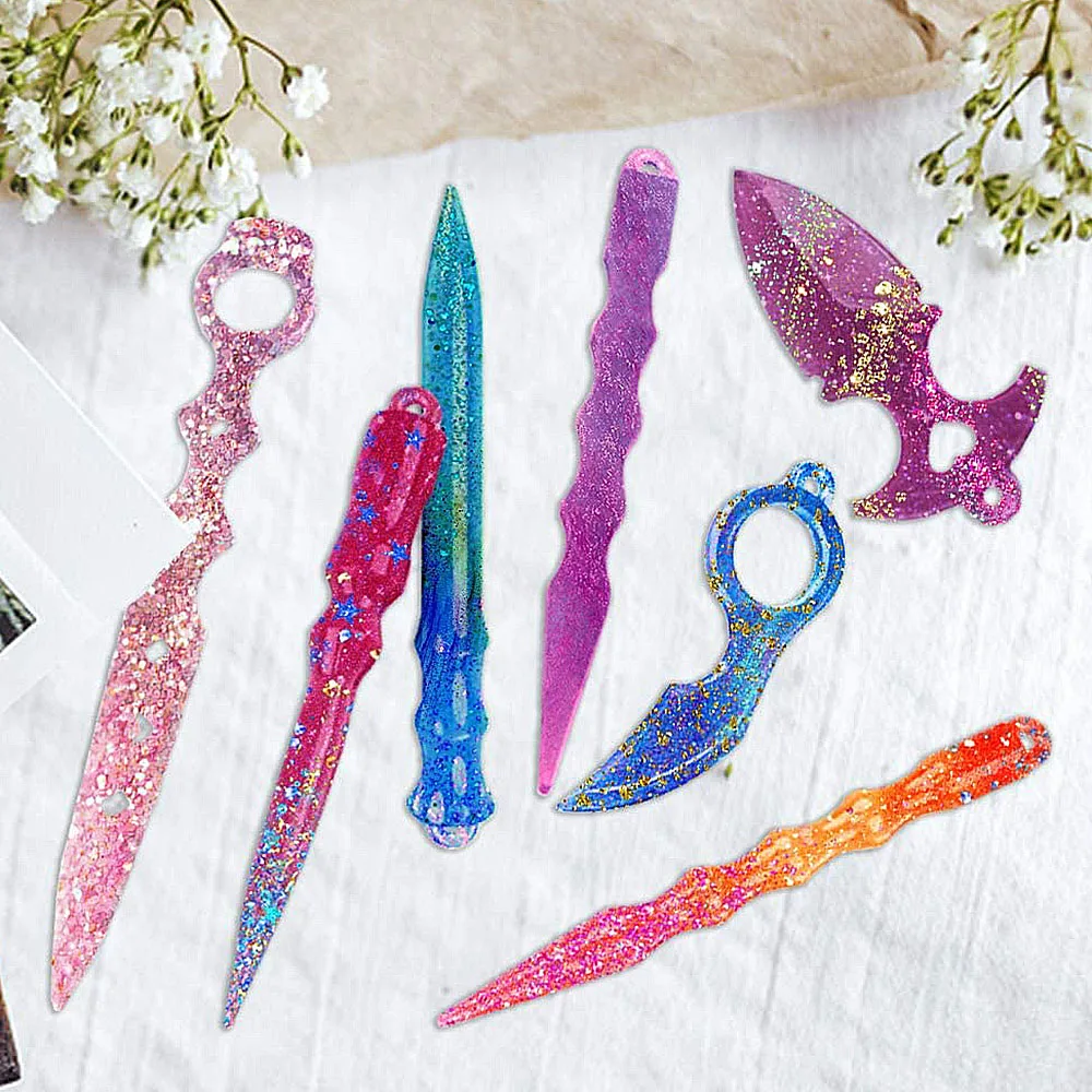 Self Defense Keychain Mold DIY Epoxy Silicone Resin Mold Pendant Keychain Self-defense Toy Craft For Resin Small Knife