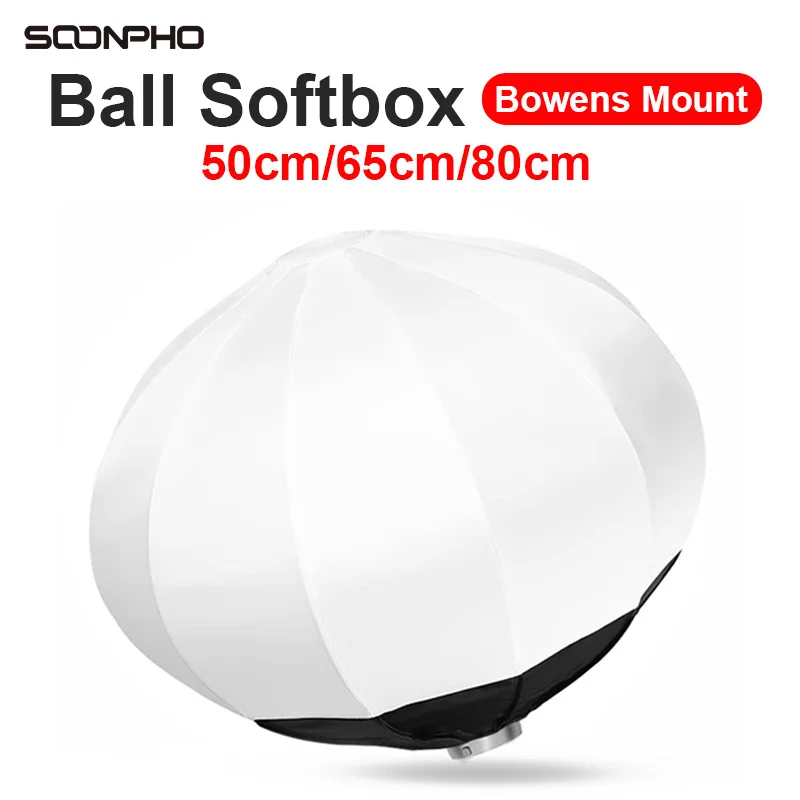 

SOONPHO 50/65/80cm Collapsible Sphere Softbox Paper Lantern Ball Shape Reflector Diffuser Bowens Mount for godox Flash Strobe