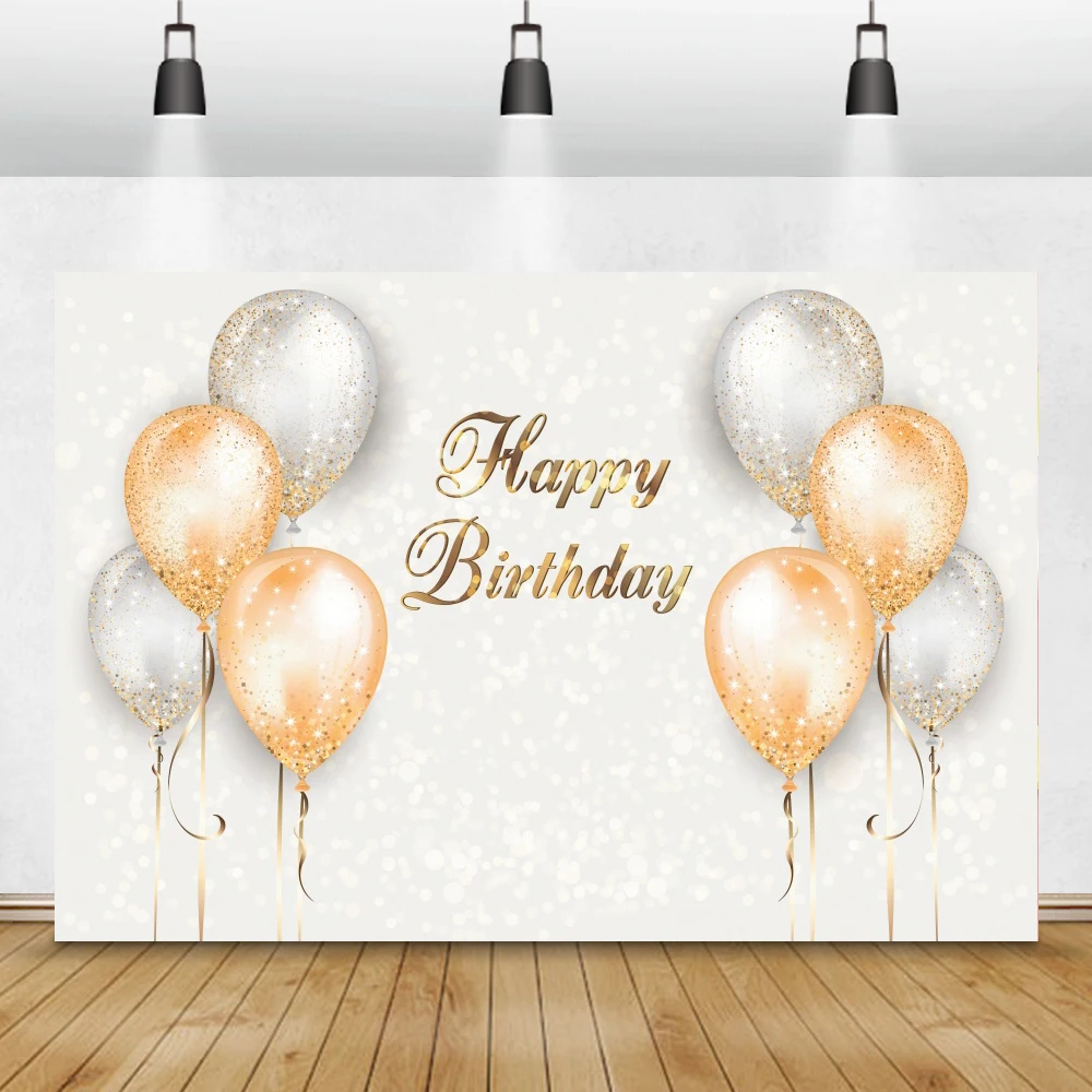 Balloons Background For Photography Happy Birthday Party Silver Polka Dots Family Baby Shower Photo Backdrop Photo Studio Shoot