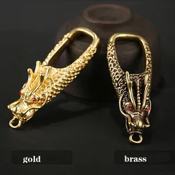 Vintage Brass Red Eyes Dragon Head Keychains Trinkets Gold Color Copper Dragon Keyrings Metal Men Car Key Holders Jewelry Gifts