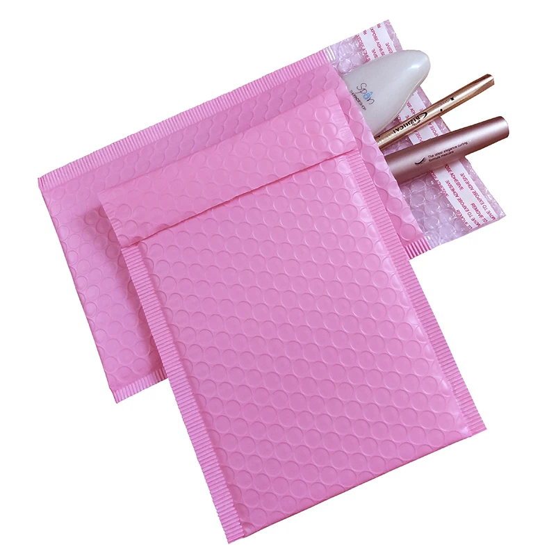 Envelopes com plástico bolha para envio postal, cores rosa claro, 17 tamanhos, 10 peças, auto-vedação