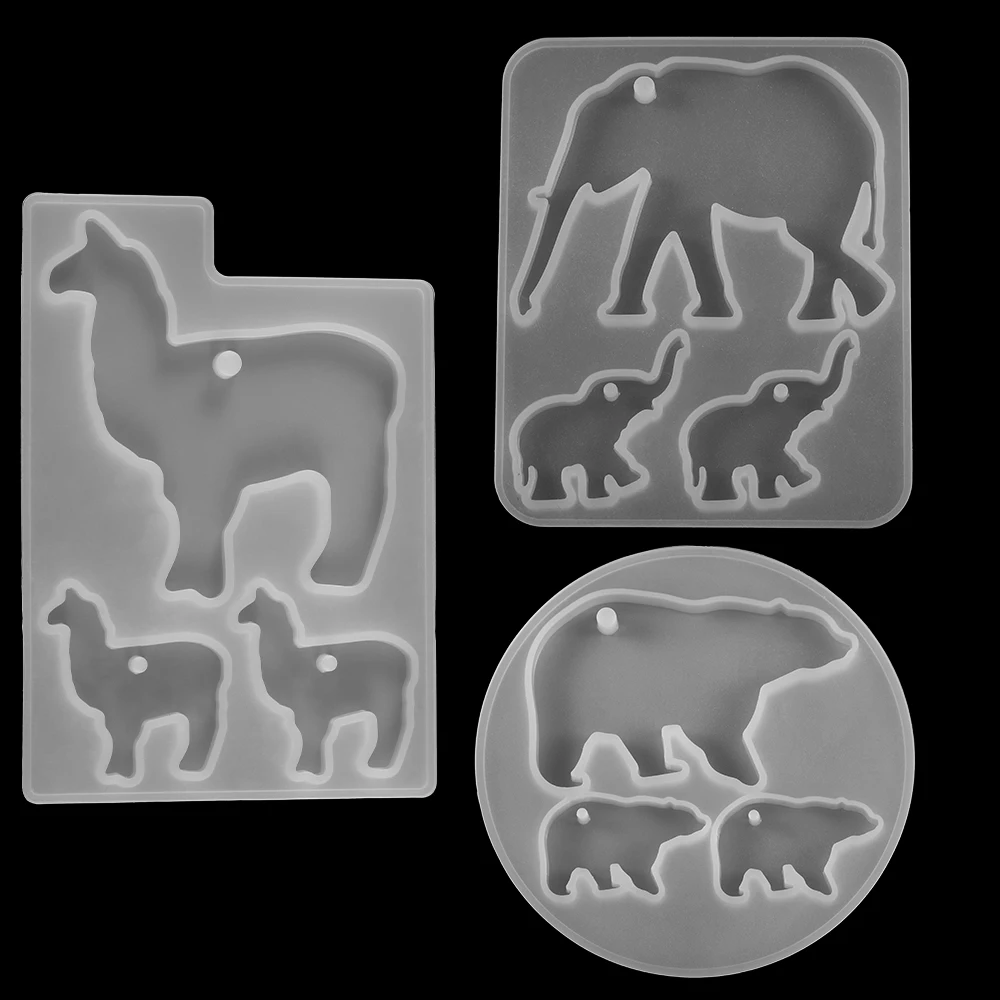 1pcs Animals UV Resin Silicone Mold Elephant Alpaca Polar Bear Pendant Key Chain Epoxy Resin Mould For DIY Jewelry Making Tool