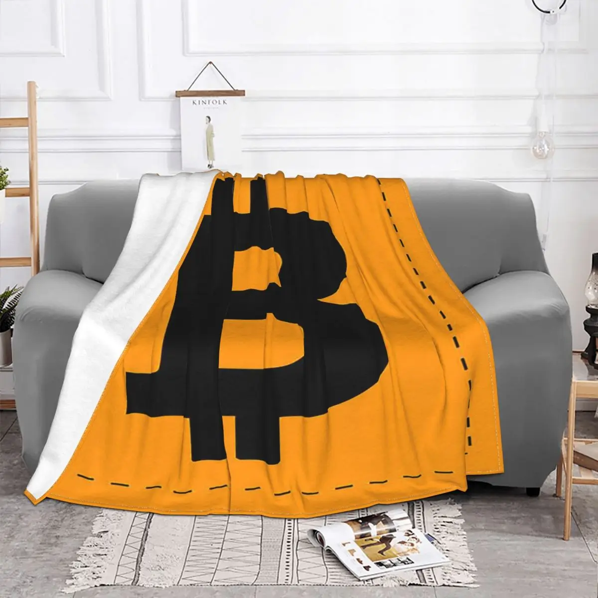 Bitcoin Blanket Velvet Print Cryptocurrency Btc Blockchain Breathable Super Soft Throw Blanket for Sofa Car Bedspreads