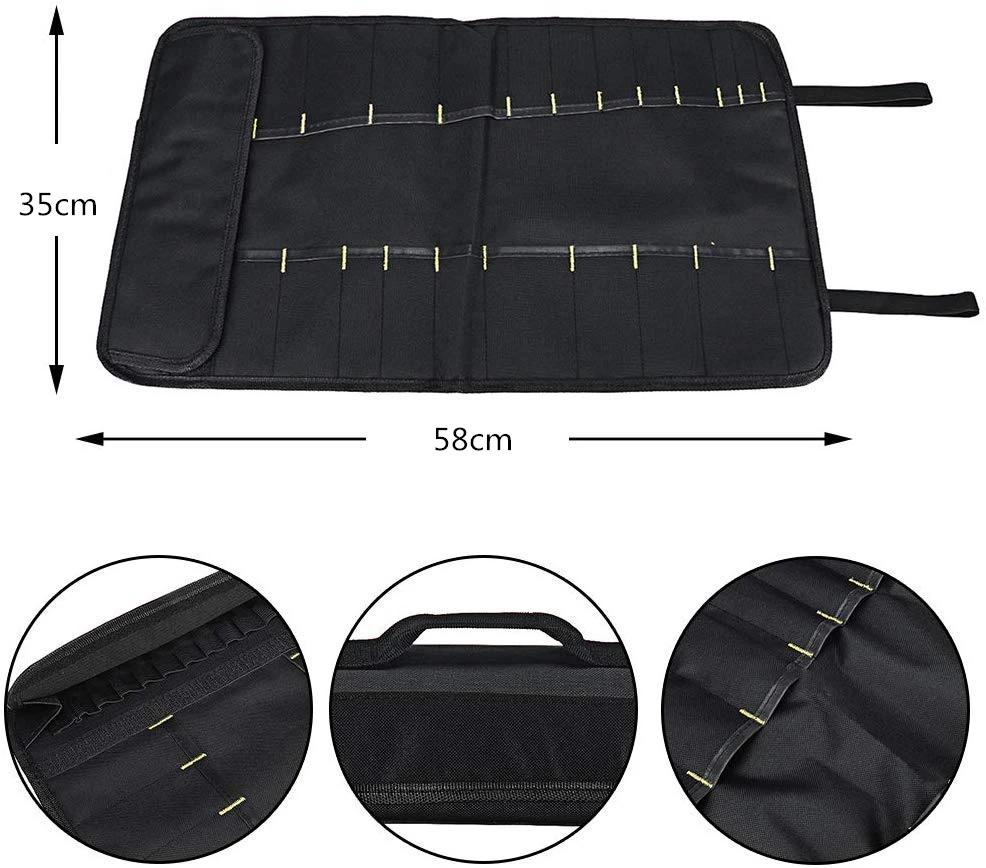 LMETJMA Premium 22 Slots Chef Knife Bag Oxford Cloth Knife Roll Bag Portable Durable Knife Cutlery Storage Bag Carry Case KC0318