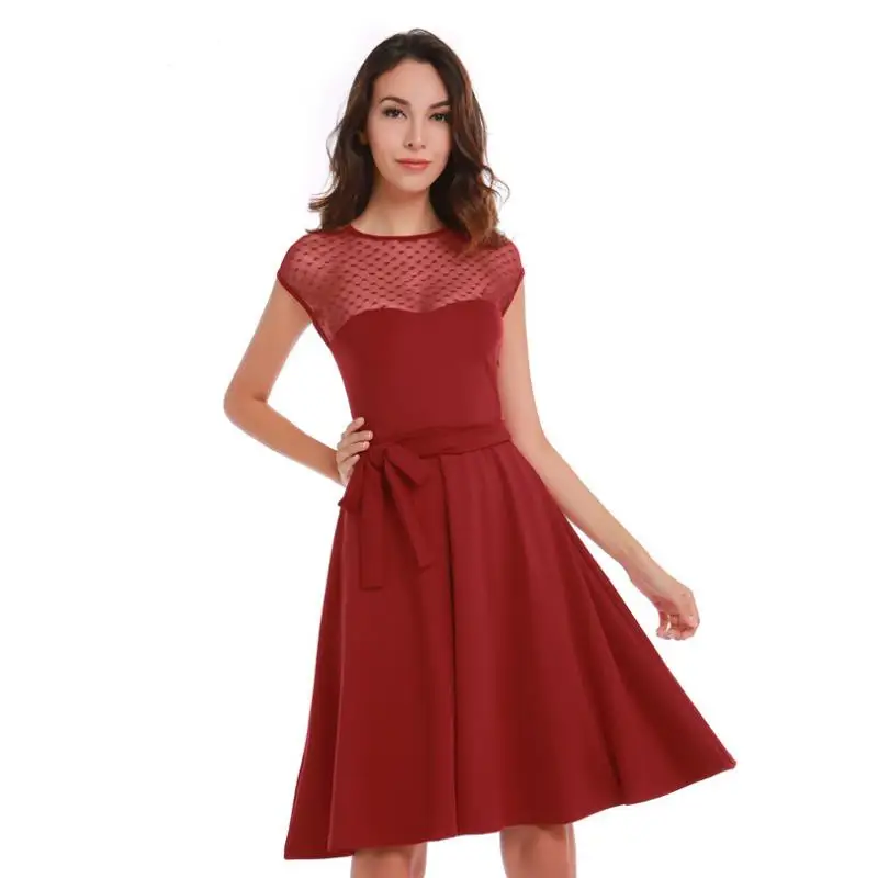 Vestido casual de manga curta, vestido da moda, feminino, de cor sólida, oco, casual, elegante, para escritório, festa, line, linha a