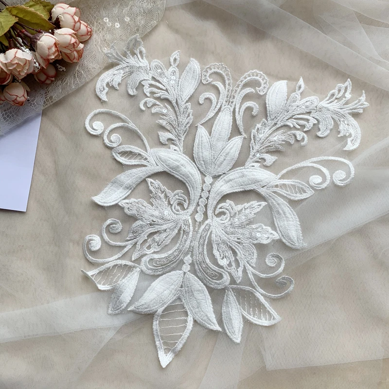 

New high-quality cotton sequins European pattern embroidery flower accessories custom wedding accessories
