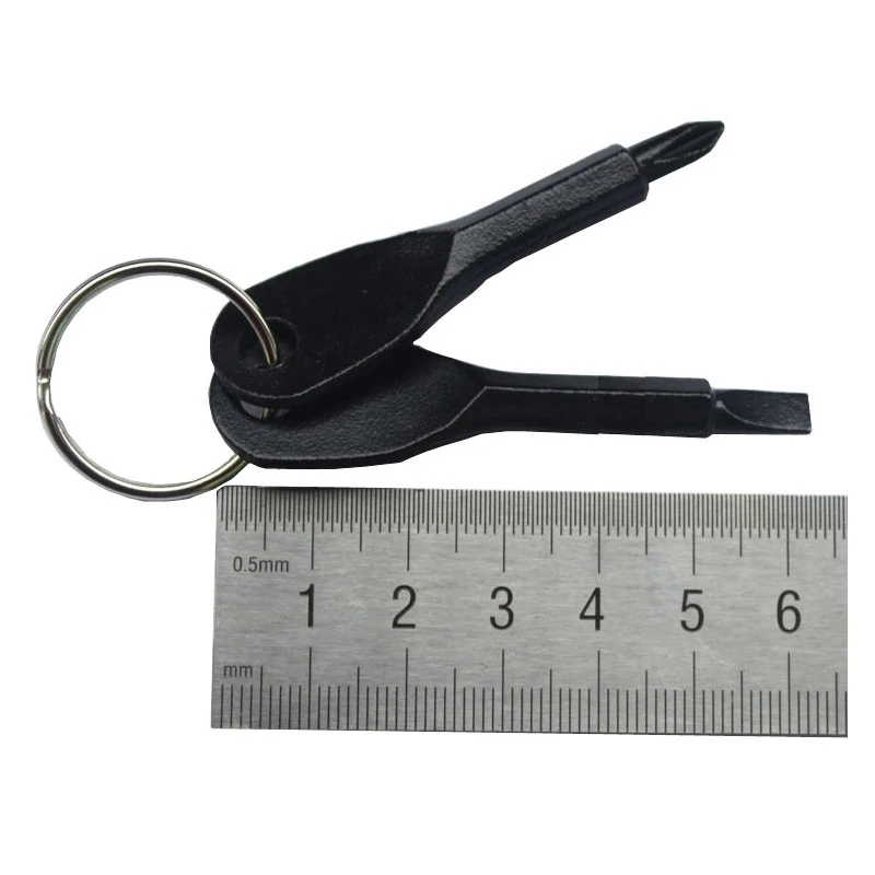 LLavero de destornillador ranurado Phillips portátil, herramienta de reparación de bolsillo, Multi Mini, para acampar y caminata al aire libre, 1 Juego
