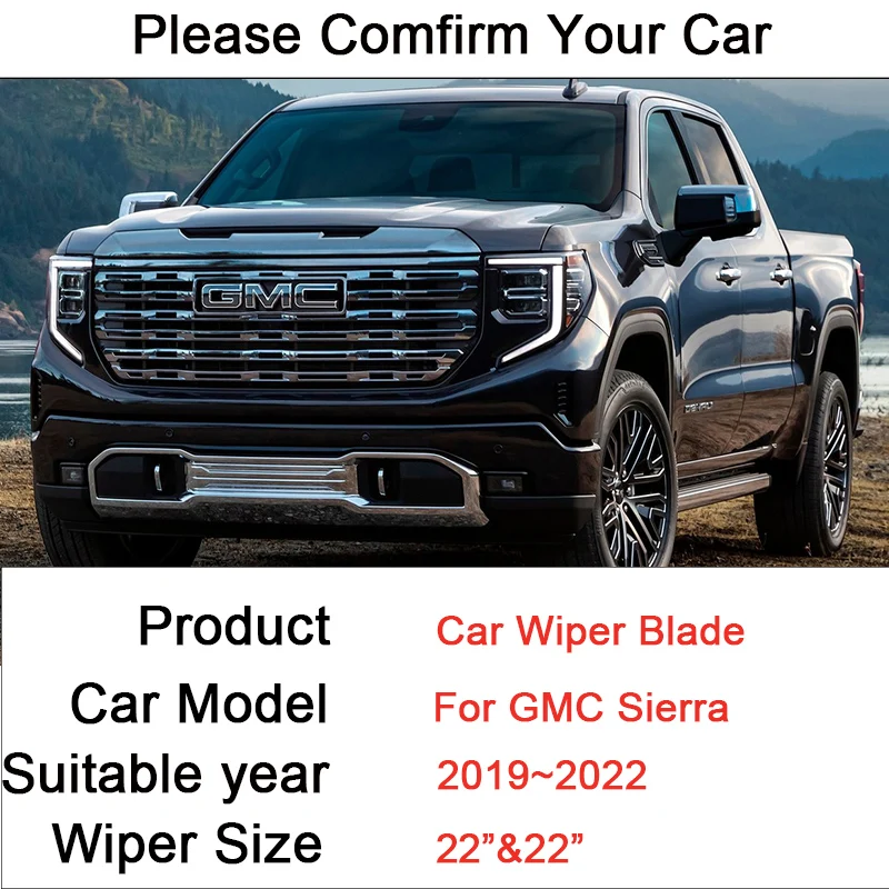 Car Front Windshield Wiper Blades for GMC Sierra Fifth Generation 2019 2020 2021 2022 Frameless Rubber Snow Scraping Accessories