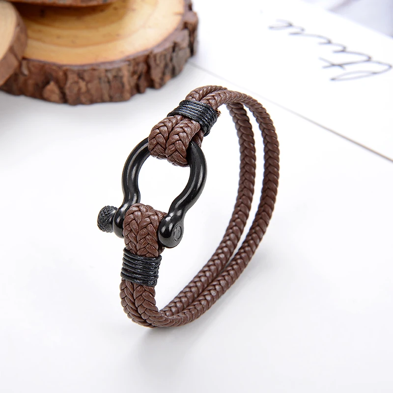 Fine Jewelry Women's jewelry men's bracelets thick leather rope bracelets stainless steel survival rope bracelets summer style