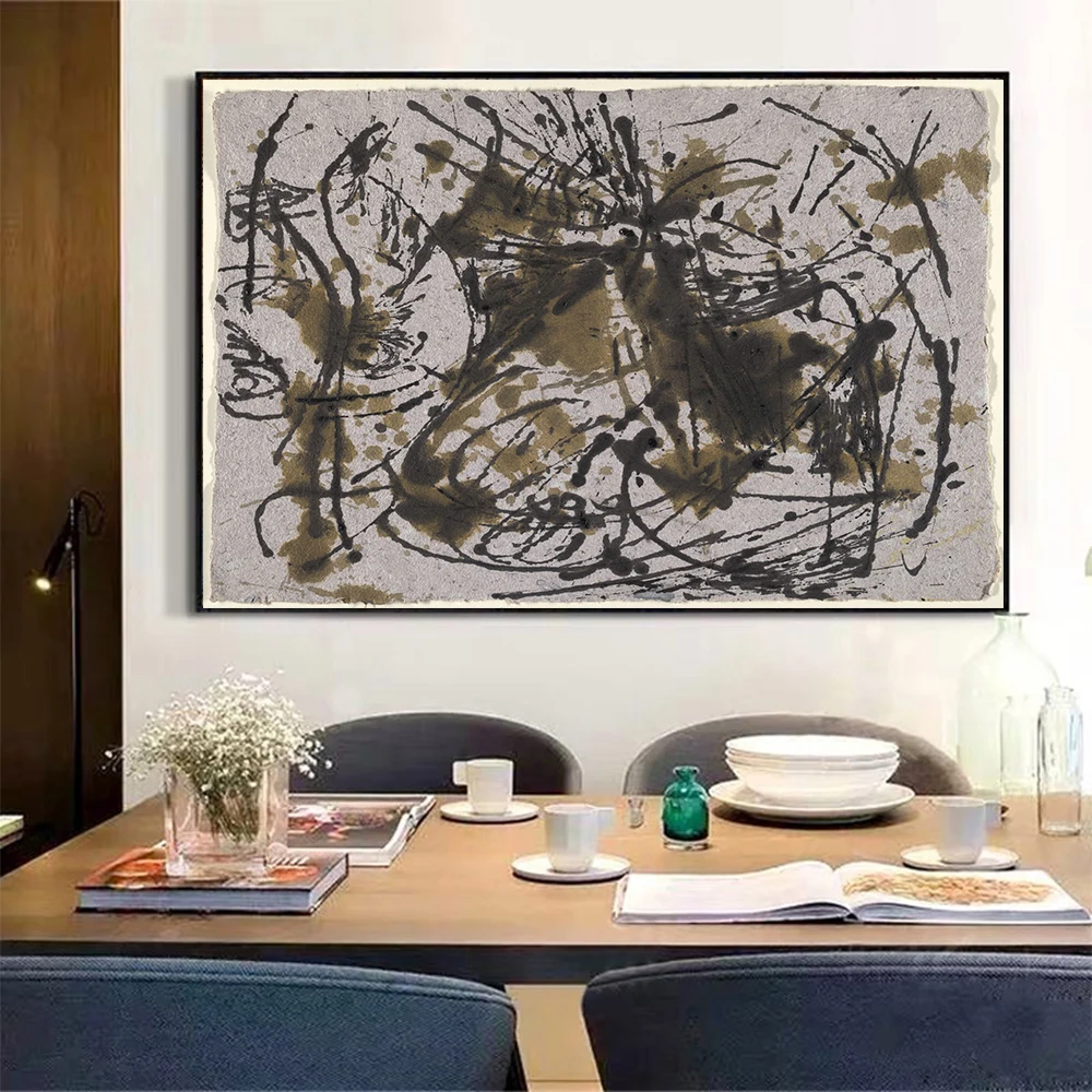 Citon Jackson Pollock《Untitled.1》Canvas Art Oil Painting World Famous Artwork Poster Picture Modern Wall Decor Home Decoration