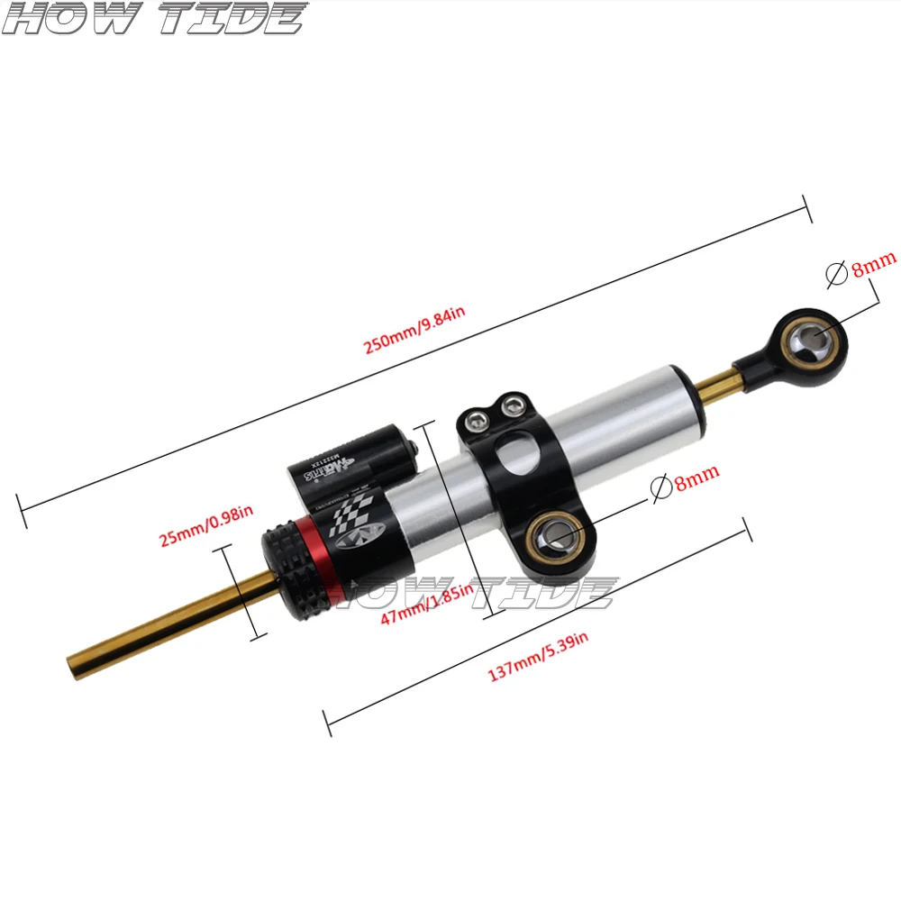 CNC Steering Damper Stabilizer and Titanium Bracket Mounting for Kawasaki Ninja 300 NINJA300 EX300 2013-2017 2014 2015