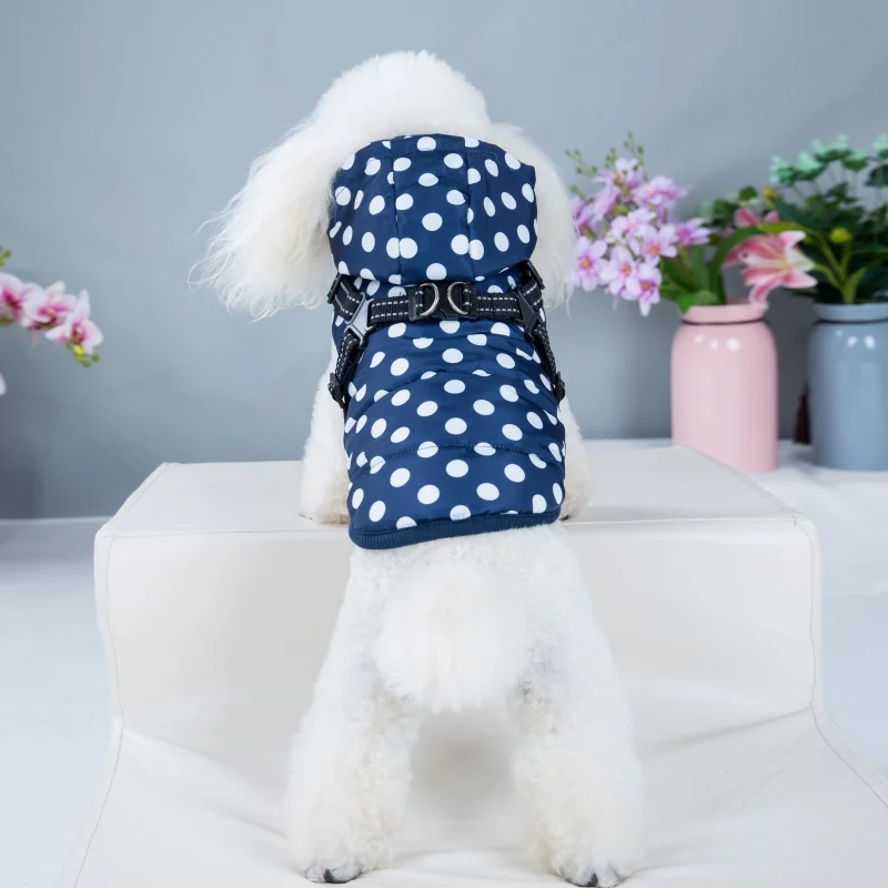 Waterproof Dog Coat Winter Pet Dog Clothes Dot Pattern Small Large Dog Jacket Chihuahua Yorkie Thicken Clothing With Harness #