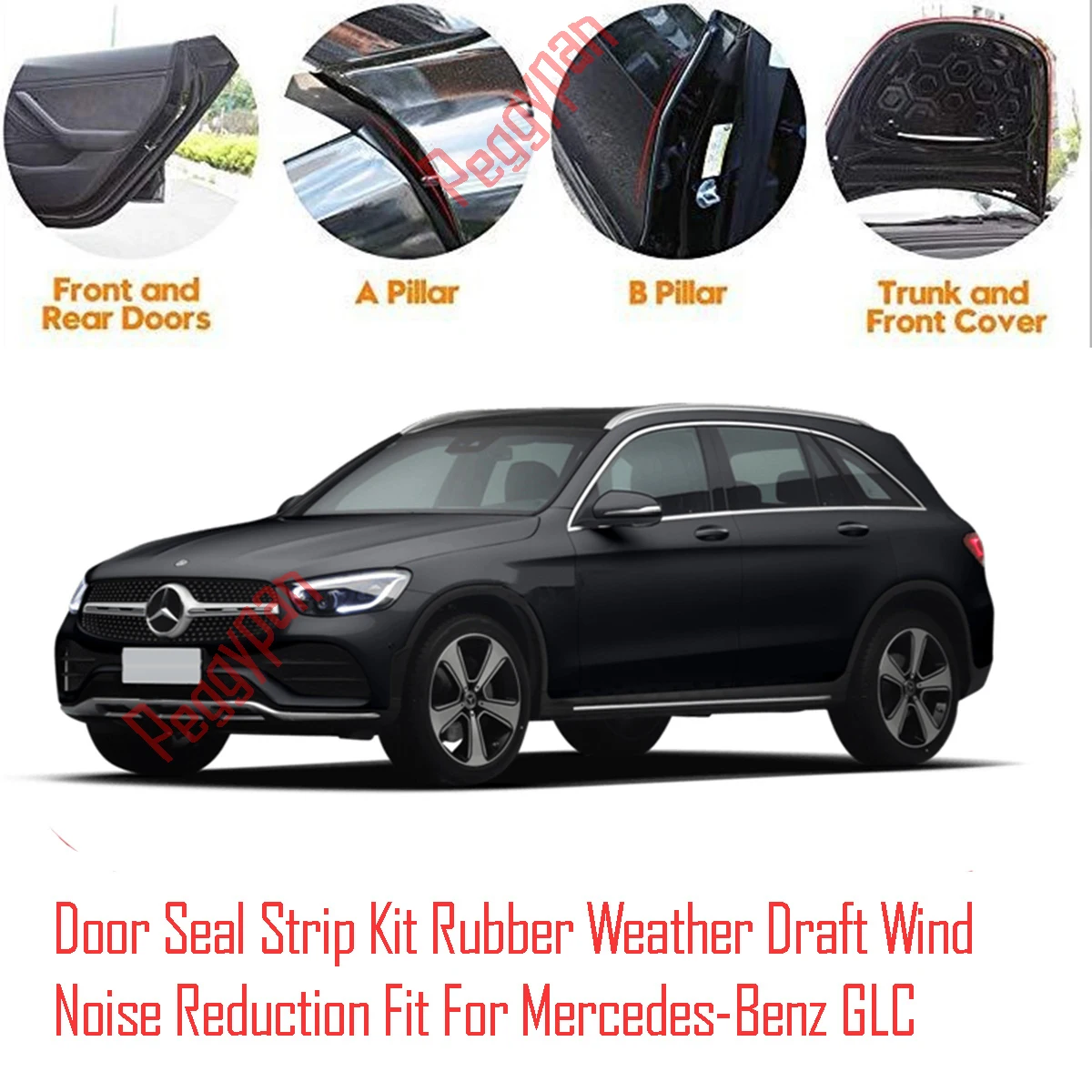 Door Seal Strip Kit Self Adhesive Window Engine Cover Soundproof Rubber Weather Draft Wind Noise Reduction For Mercedes Benz GLC