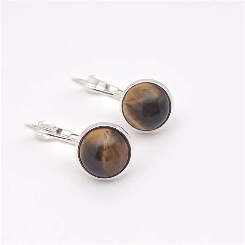 10MM 12mm Tiger Eye Stone Earrings Environmental Protection  Charms Earring for Women Fashion Jewelry