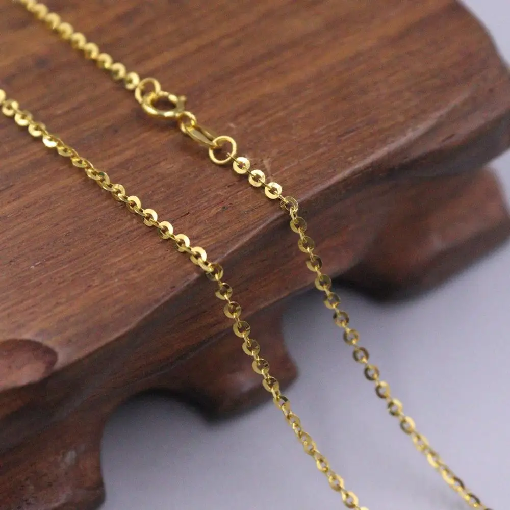 Real Genuine 18K Yellow Gold Necklace For Women Rolo O Chain Real Gold Link 16inch 18inch  Jewelry