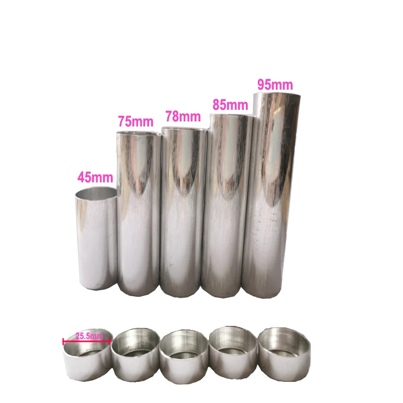 50 PCS Dental Lab Aluminum Empty Cartridges With Cover For Flexible Acrylic Denture 25.5mm Diameter