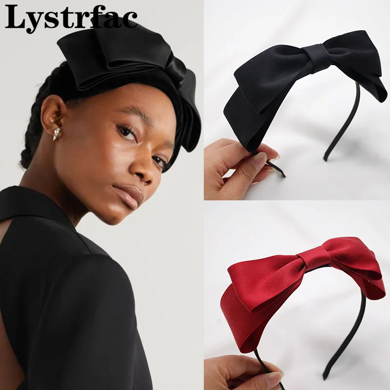 Lystrfac Fashion Retro dwuwarstwowa opaska do włosów z kokardką dla kobiet dziewczynki obręcz do włosów wstążka z pałąkiem na głowę damskie Bezel akcesoria do włosów