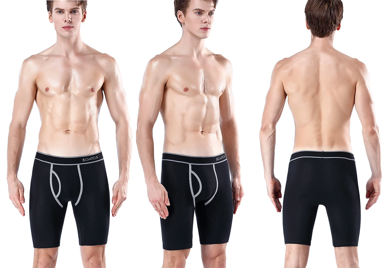 4 stücke Lange Baumwolle Unterwäsche Mann Boxer Sexy Schlüpfer der Männer Seite Öffnung Höschen Für Männer Sport Unterhose Männlich Marke badehose Shorts – Detail 8