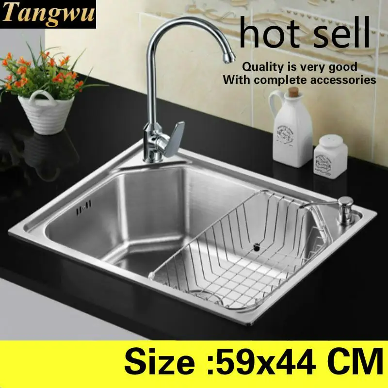 

Free shipping kitchen balcony sink food-grade 304 stainless steel mini standard single slot hot sell 59x44 CM