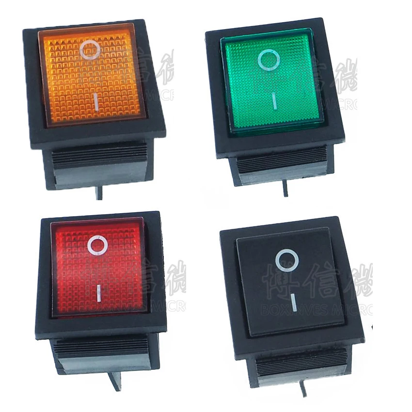 

10PCS/Lot KCD4 Rocker Boat Switch 4Pin/4P 2-Position ON-OFF 16A/250V Yellow/Green/Red/Black