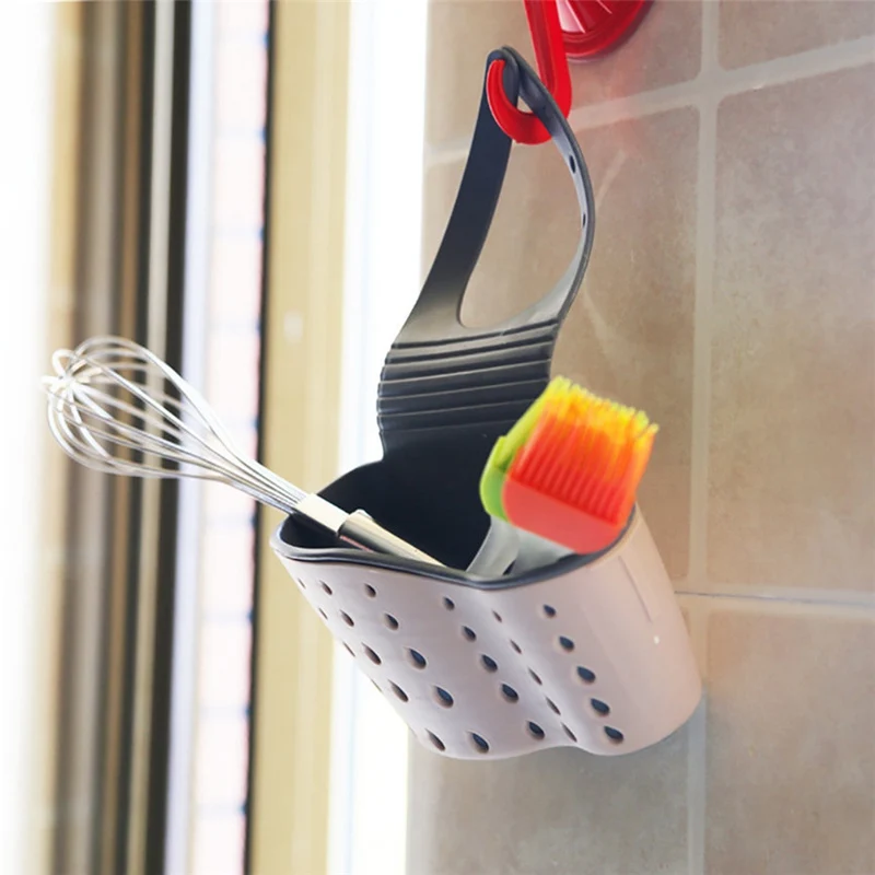 Sink Shelf Soap Sponge Drain Rack Silicone Storage Basket Bag Faucet Holder Adjustable Bathroom Holder Sink Kitchen Accessorie