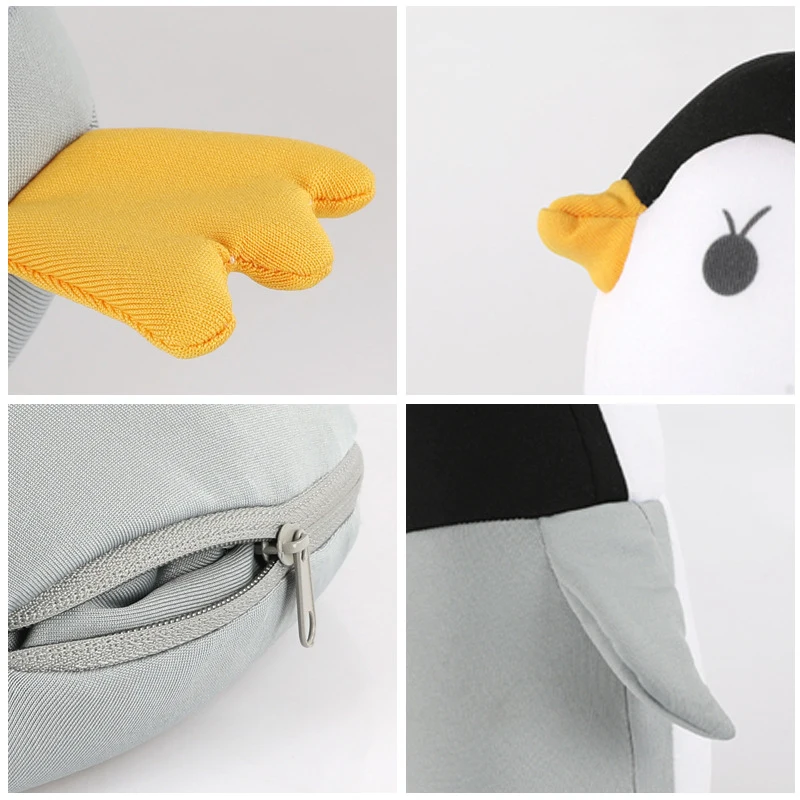 Travel Neck Pillow U-Shaped Plush Pillow Cute Zip Flip Penguin Deformable Neck Cushion  Head Neck Chin Suitable for Adult Kids