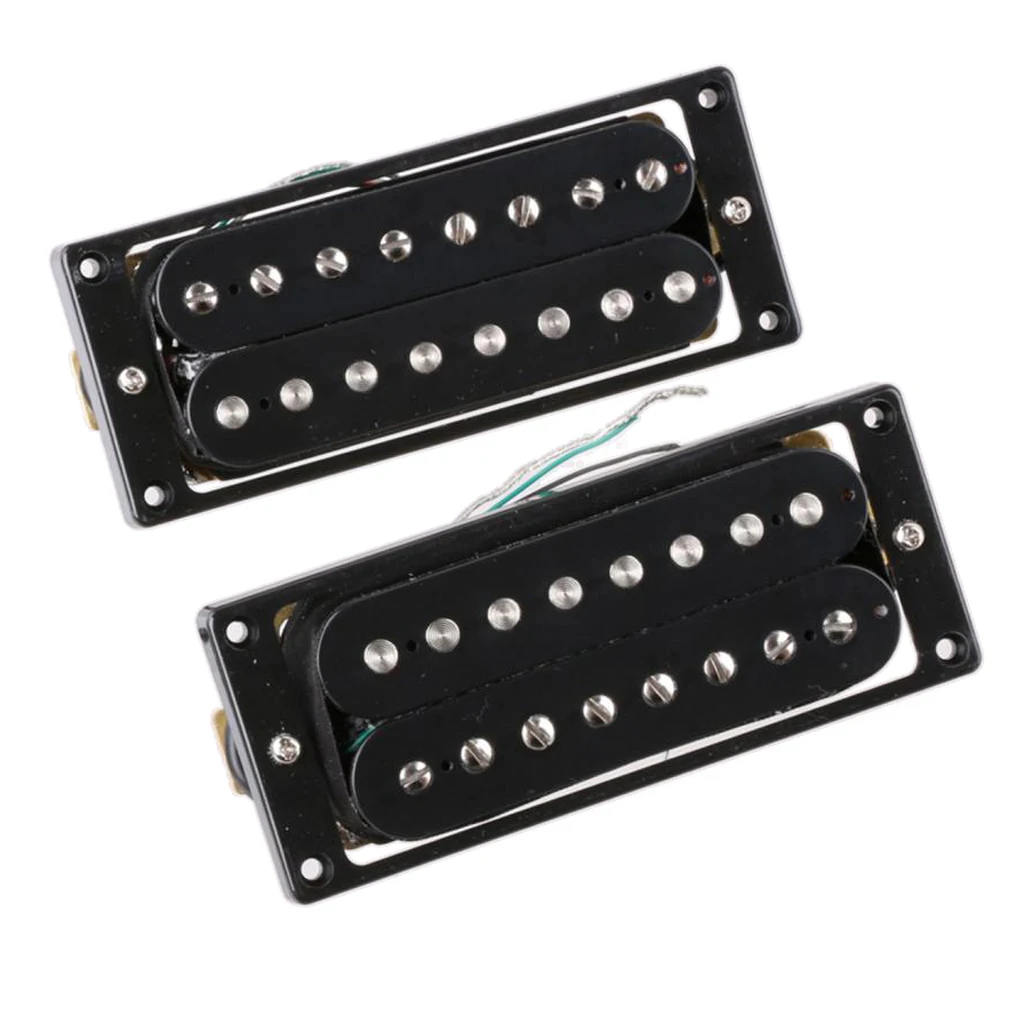 2 Pieces 8 String Electric Guitar Humbucker Pickup Double Coils Neck Bridge Pickup Set, Black