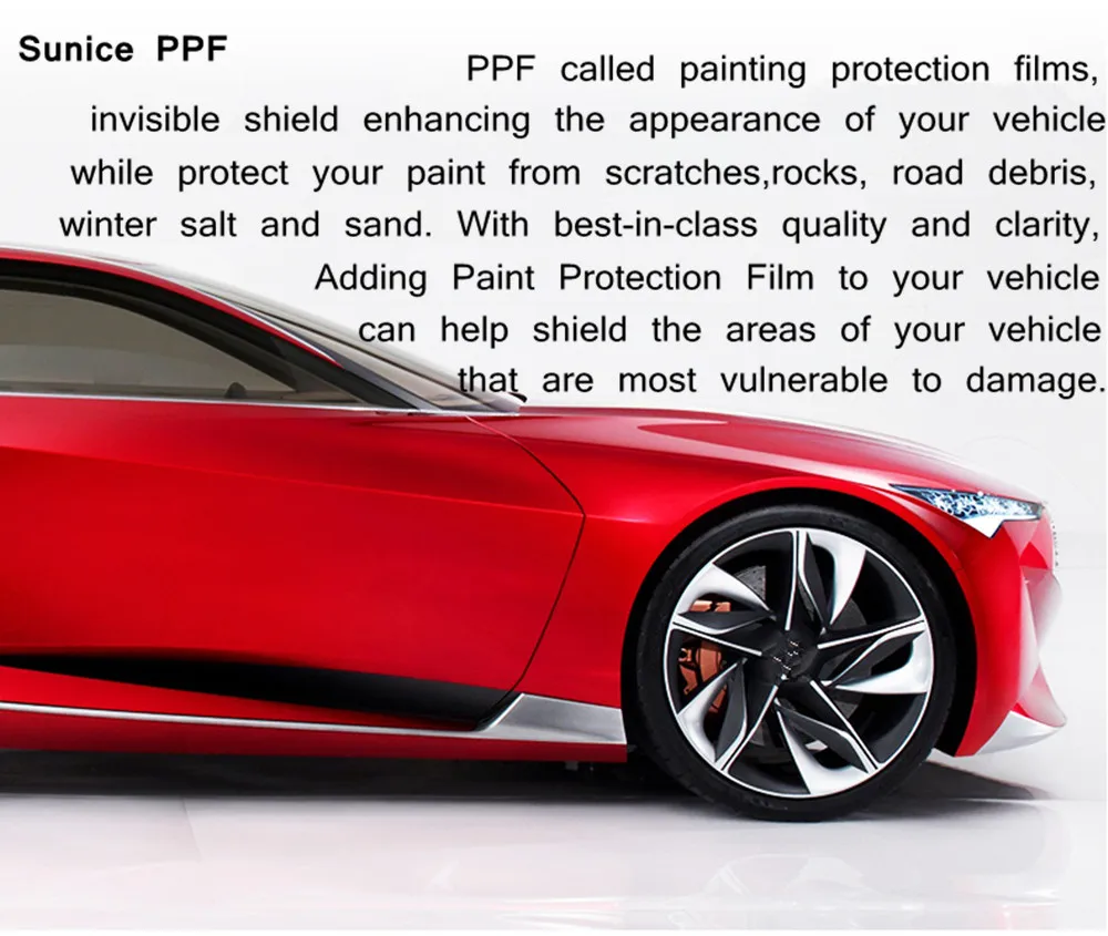 PPF SUNICE 1.52*15m Car Glossy Invisible Cloth Car Sticker Paint Protection Film Bumper Door Edge TPU Wrap Foils Scratch-proof