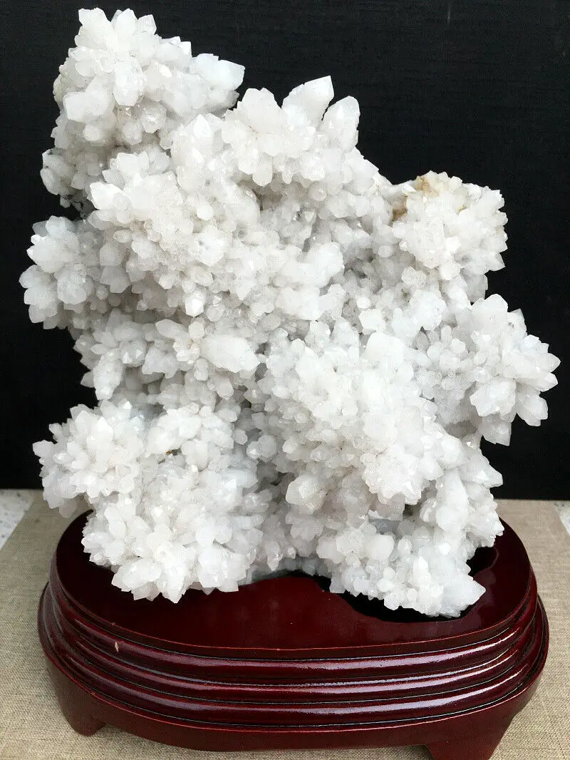 3400g Natural White QUARTZ Crystal flower Cluster Specimen healing+stand