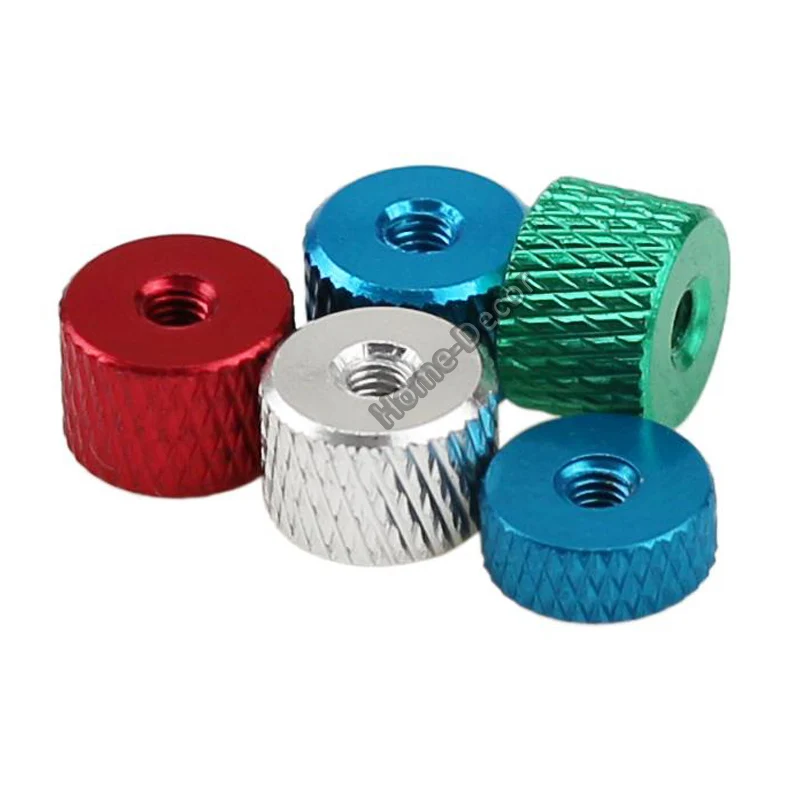 10PCS M3&M4 7mm Thickness Through Hole Manual Nut Aircraft Camera Tripod Fastening Nut Knurled Nut Aluminum Nut