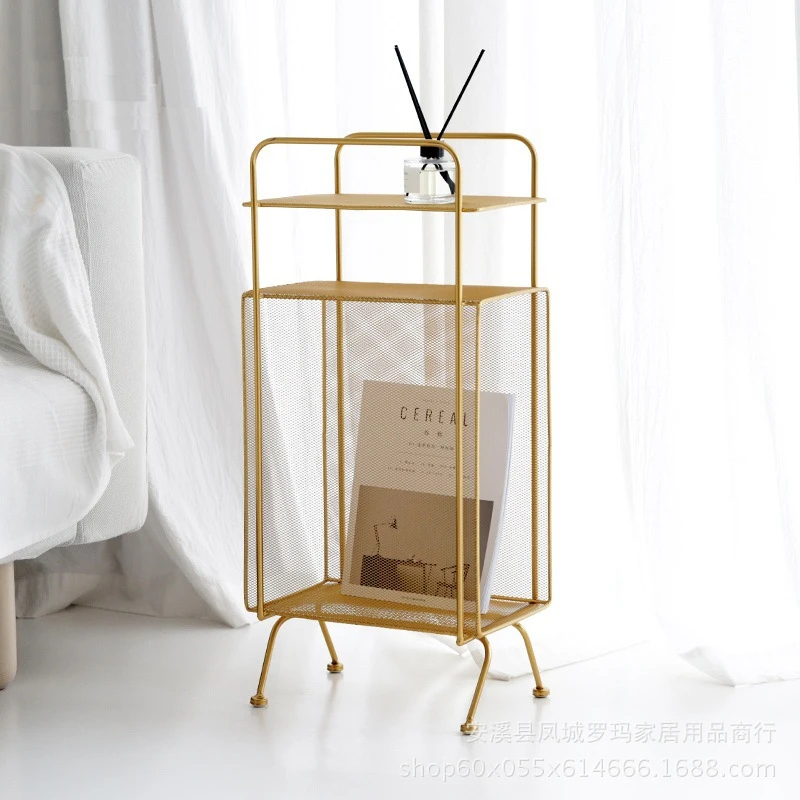 

Metal storage rack Nordic simple bedroom storage rack Magazine Book Shelf Floor Stand Bookcase Luxury Storage Shelves