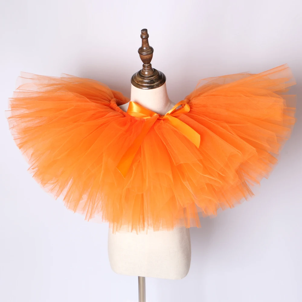 Orange Girls Tutu Skirt Fluffy Ballet Dance Skirts for Girls Children Tutu Kids Tulle Pettiskirt Birthday Party Baby Girl Skirt