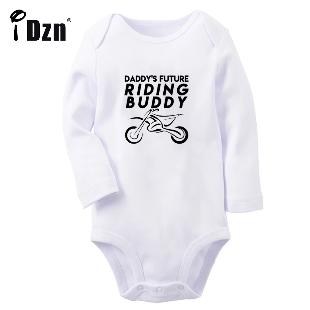 Papas Zukunft Motocross Reiten Kumpel Spaß gedruckt Jungen Stram pler niedlichen Baby Mädchen Bodysuit Neugeborenen Overall Langarm Kleidung