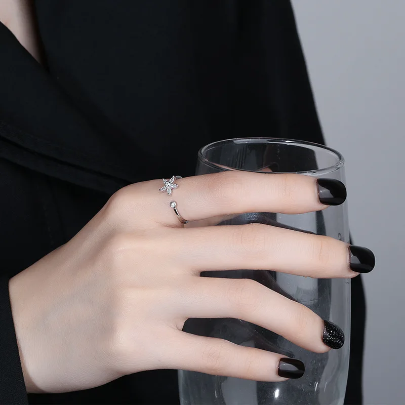 Versilberte Blütenblätter-Ringe für Frauen, süßer, schlichter, modischer, offener, verstellbarer Schmetterlingsring, Partyschmuck, Geburtstagsgeschenk – Detail 29