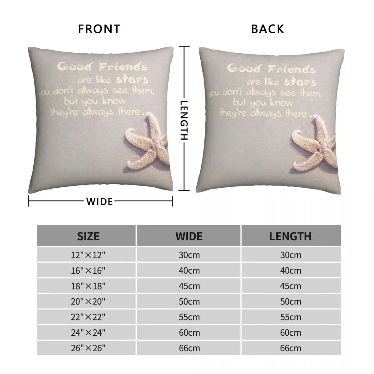 Good Friends Are Like Stars Square Pillowcase Polyester Linen Velvet Zip Decor Pillow Case Sofa Seater Cushion Cover 45x45