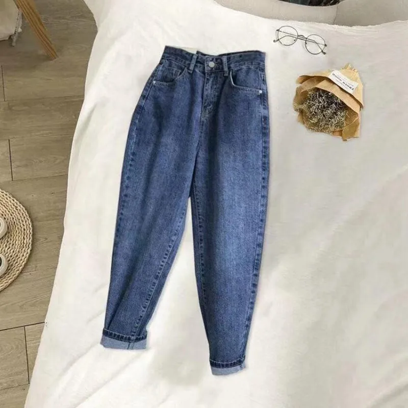 

Vintage High Waist Harem Jeans For Women Streetwear Loose Female Denim Pants Buttons Zipper Ladies Casual Trouser s1775