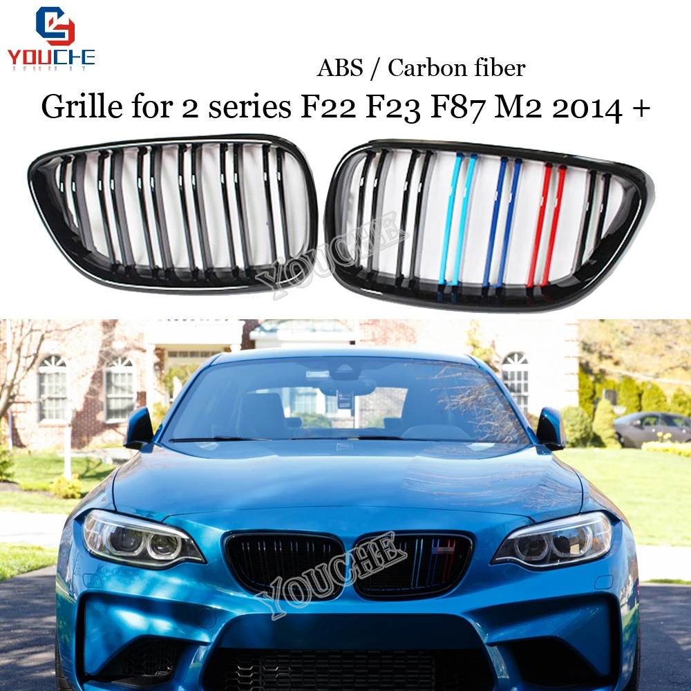 

F22 ABS Carbon Fiber Grill Black Gloss M Front Bumper Grille Mesh for BMW 2 Series F22 F23 M2 F87 Coupe Cabriolet 2014-2020